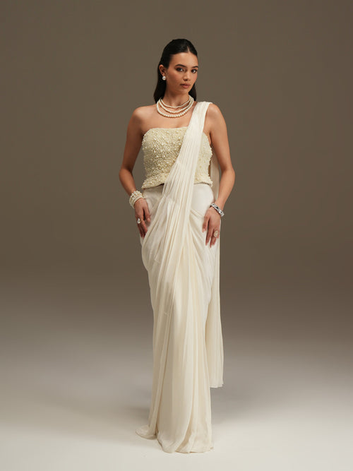 Bhavdeep Kaur in Éther Drape Saree